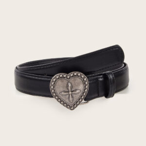 Wholesale Women's Heart Buckle Belt - PU Leather Snap Button for Jeans