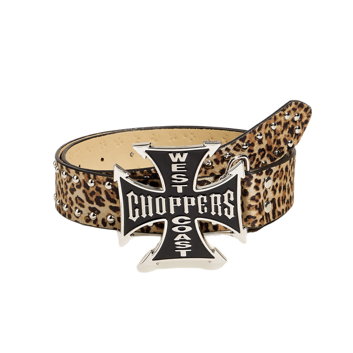 Punk Rivet Belt - Cross Studded Snap Button Leather Belt - Image 5