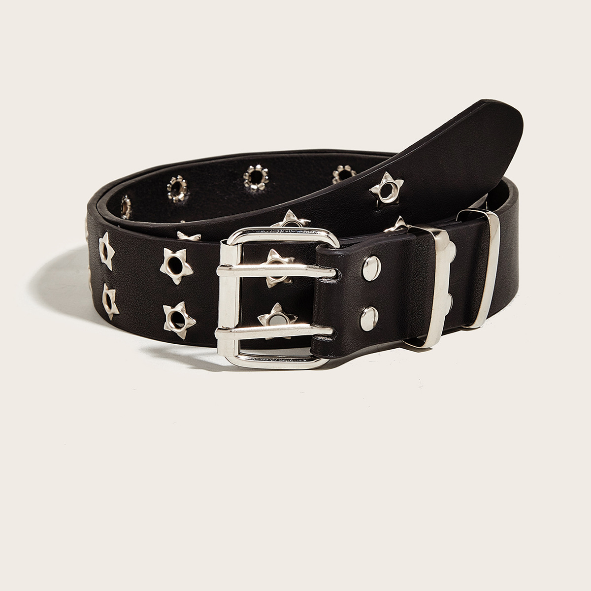 Vintage Star Double Buckle Belt - Korean Fashion PU Leather Belt for Women (6 Colors Available) - Image 2