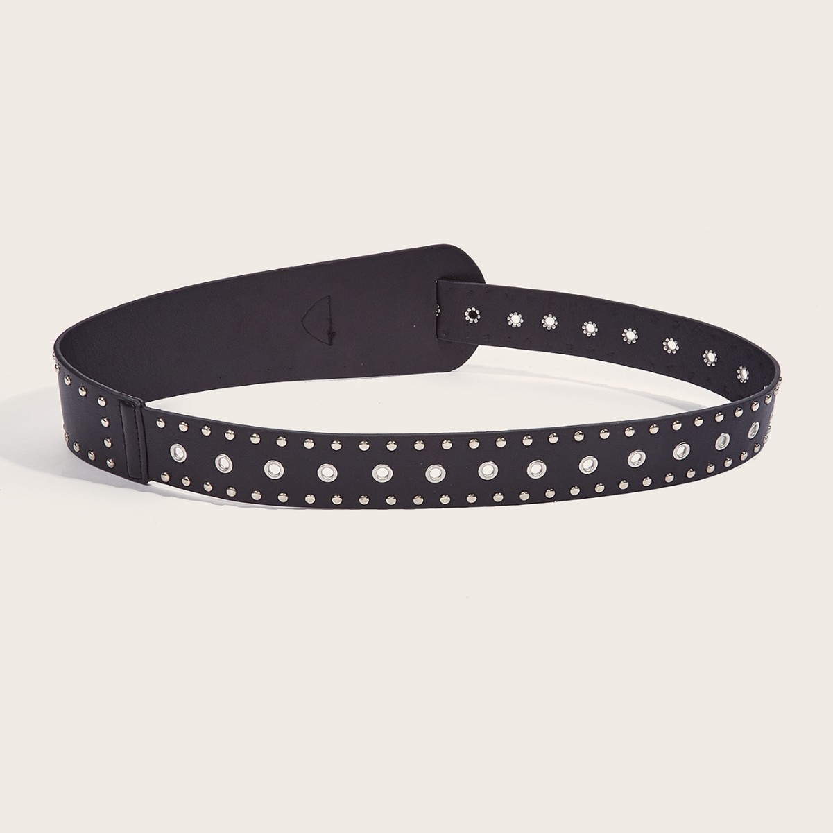 Vintage Studded Wide Waist Belt - European Tapered Corset Belt for Dresses & Jeans (Black & Camel) - Image 2