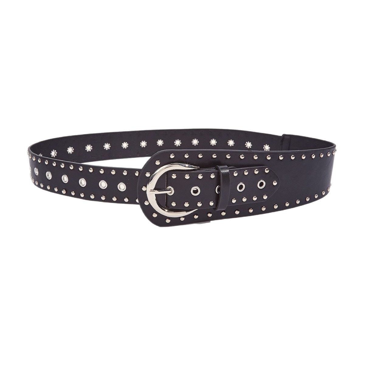 Vintage Studded Wide Waist Belt - European Tapered Corset Belt for Dresses & Jeans (Black & Camel) - Image 4