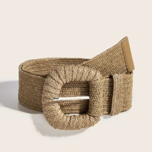 Woven Straw Belt Women Bohemian Summer Dress Khaki White Black